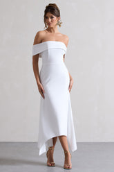 White Bardot Midi Dress